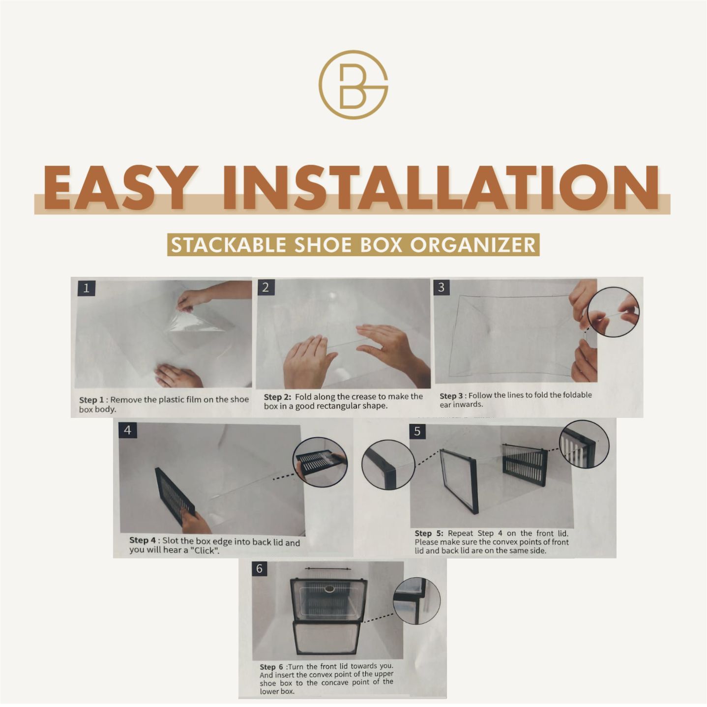 Stackable Shoe box Organizer | Storage Box - Multiple Usage & Purpose, Foldable, Multi-function boxes