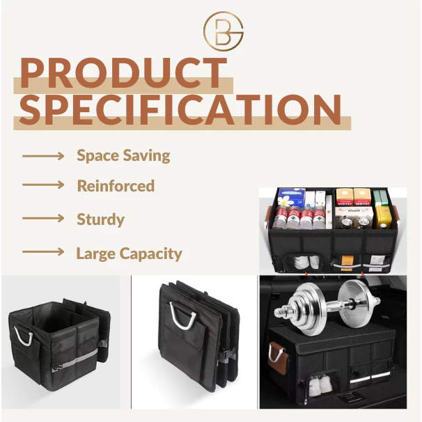 Car Boot Storage Box | Foldable Box | Car Trunk Organizer | Collapsible Box | Half Collapsible Box